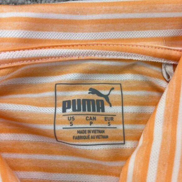 Puma Golf Shirt Women Small S Orange White Striped Casual Polo Buttons Ladies - Picture 3 of 8